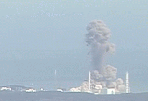 A Fukushim explosion due to a nuclear reactor meltdown., From Uploaded