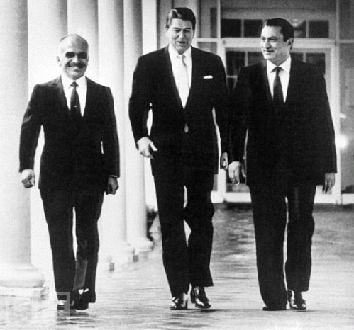 King Hussein, Reagan, Mubarak