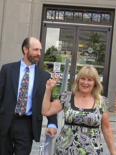 Attorney Ben Scales & Citizen Journalist Lisa Landis leave courtroom victoriously, From ImagesAttr