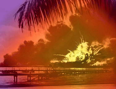 Explosion of the USS Shaw, Pearl Harbor, Dec. 7, 1941, From ImagesAttr