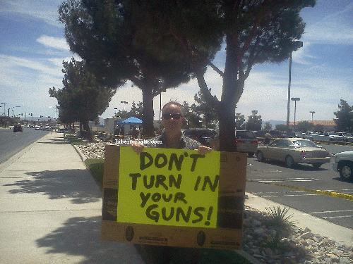 Protest at gun buyback in San Bernardino County, From ImagesAttr