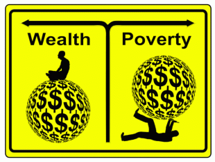 Concept sign of social and economic inequity and the worldwide wealth gap