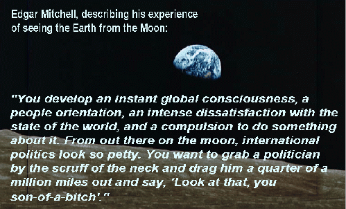 Earthrise photo with Mitchell quotation