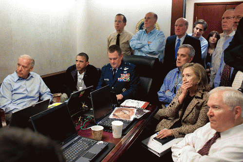 White House officials watch the 2011 raid to kill Osama bin Laden in real-time'  ÂŠ--'  ÂŠbut happen to miss the entire raid, From ImagesAttr