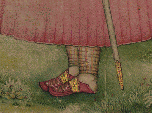 Album of Persian and Indian calligraphy and paintings, A Mughal nobleman (detail of shoes).