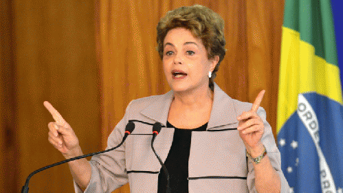 Brazilian President Dilma Rousseff defends herself against the effort to oust her., From ImagesAttr