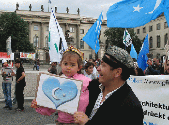 Uighur protest in Berlin on July 10, 2009 for the human rights of this persecuted Muslim minority in China., From FlickrPhotos