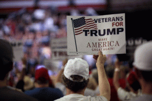 A sign supporting Donald Trump at a rally at Veterans Memorial Coliseum at the Arizona State Fairgrounds in Phoenix, Arizona. June 18, 2016