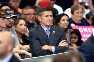 Retired U.S. Army Lieutenant General Michael Flynn at a campaign rally for Donald Trump at the Phoenix Convention Center in Phoenix, Arizona. Oct. 29, 2016.