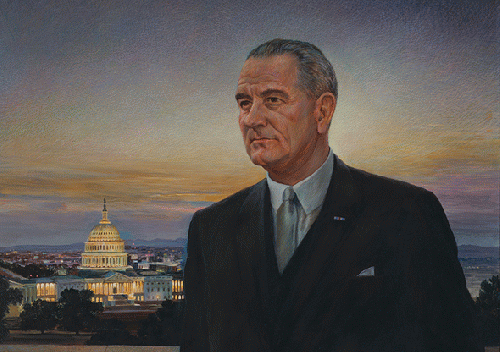 A portrait of Lyndon B. Johnson by Peter Hurd.