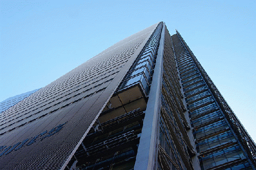 The New York Times Building from street level