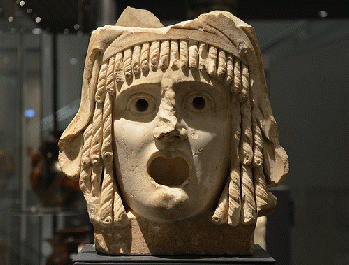 Tragic mask dating to the 1st century BC or 1st century AD, Ashmolean Museum, From FlickrPhotos