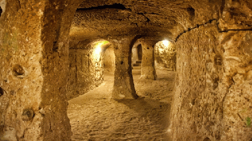 Derinkuyu Underground City is an ancient multilevel underground city in the Derinkuyu district in Nevsehir Province, Turkey. (Credit: ralucahphotography.ro/Getty Images)