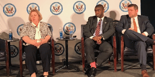 The three EAC commissioners: Christy McCormick, Thomas Hicks, and Matthew Masterson