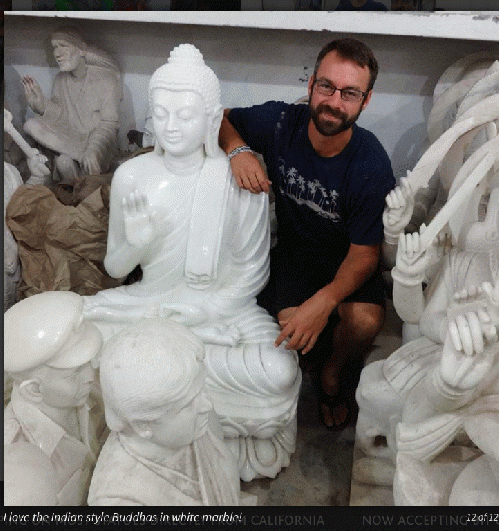 Kyle with marble sculptures