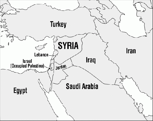 Map of Syria and surrounding area