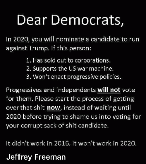 Warning to Dems for 2020