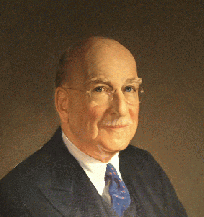 Pierre S du Pont (1870-1954), painting by Bjorn P Egali, 1961. (detail)