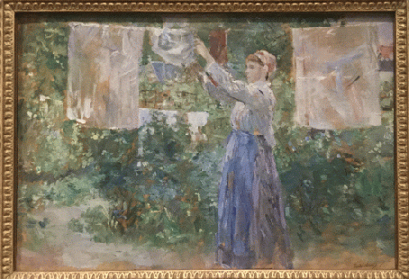 Woman Hanging Laundry, 1881. Berthe Morisot. (Shown at the 7th Impressionist exhibition in 1882.)