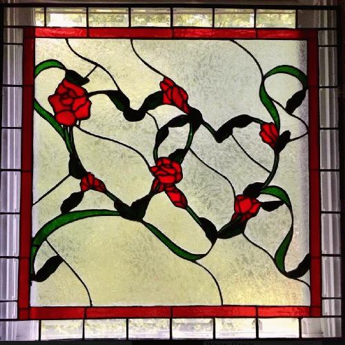 stained glass created by Gary White for Judy, on their 5th anniversary, 2001