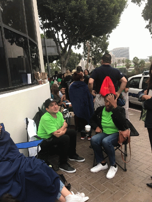 Crowd lines up outside LAUSD Board Room