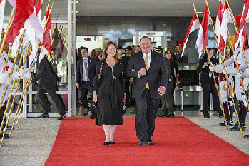 Secretary Pompeo at the Inauguration Ceremony of Brazilian President Jair Bolsonaro.  .Oh boy,. he says, licking his chops.  .Another Trump, just where we need him..