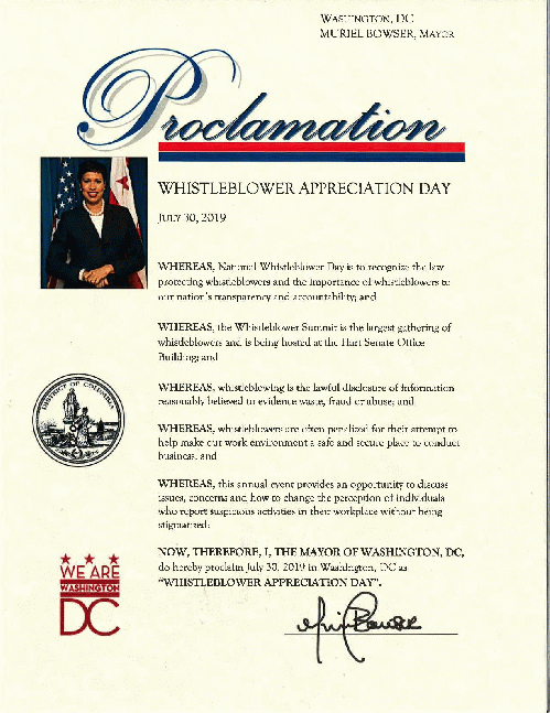 District of Columbia Proclamation for National Whistleblower Day, From Uploaded