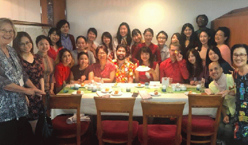 Interpreters and language teachers from Japan, China, Spain and the U.S. on the Peace Boat.