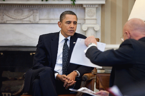 President Barack Obama with Director of National Intelligence James Clapper, 2011.