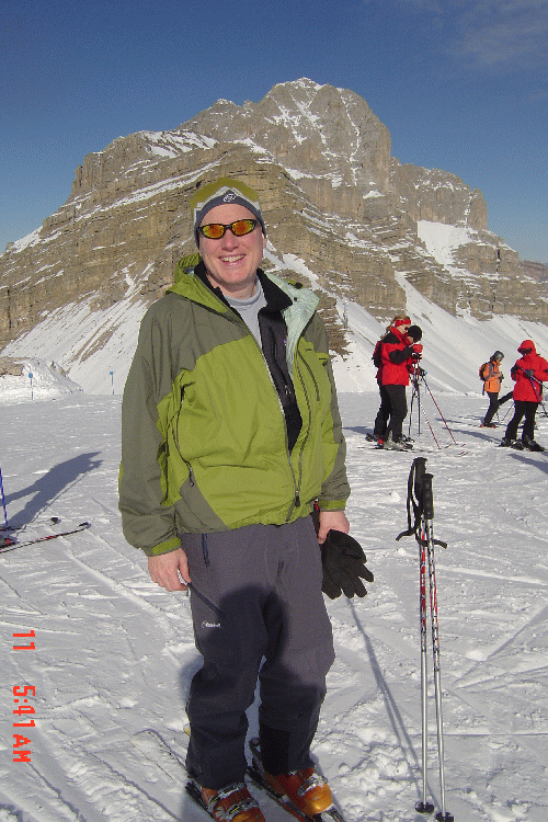 Ted at Madonna at Di Campiglio Ski Area, Italy, January 2010