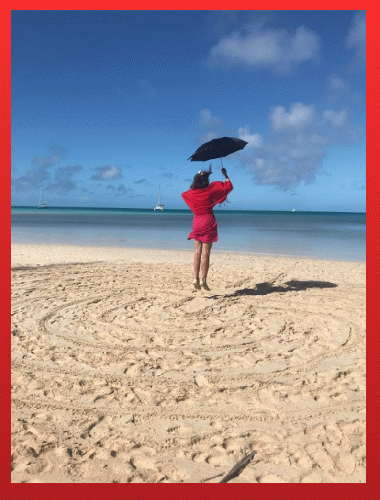 BJ Mosher and sand labyrinth in the Bahamas