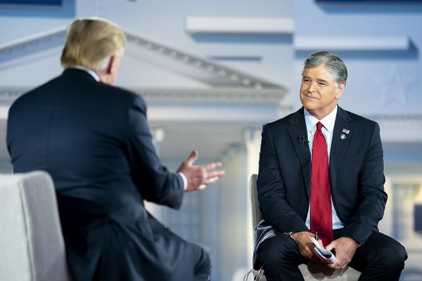 Sean Hannity interviewing Donald Trump for Fox News