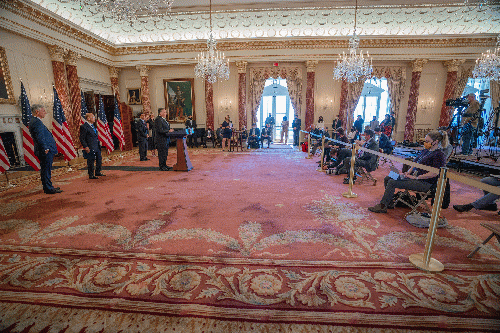 Secretary of State Michael Pompeo delivers remarks on Iran Snapback Sanctions, Washington, D.C., Sept. 21, 2020.