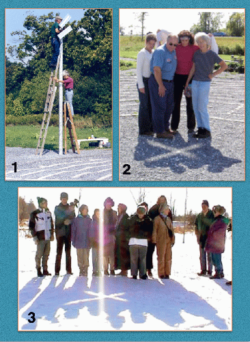 1. Adjusting the mirrors (Pond at R), 2: equinox (Pond at R) 3. Solstice