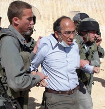 Qumsiyeh being arrested in Al-Walaja 6 May 2010