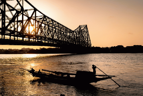 Boat on Ganga (Bhagirathi) next to Rabindra Setu, Kolkata, From Uploaded