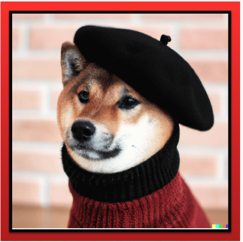 DALLÂ·E 2 image generated from, 'a shiba inu wearing a beret and black turtleneck'