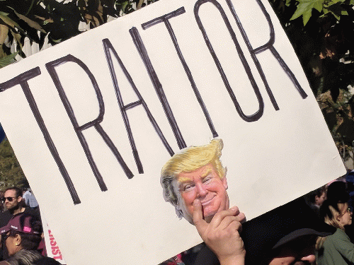 Traitor sign, Women's March, DTLA, Los Angeles, California, USA