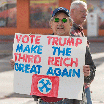 Donald Trump in Reno, Nevada. Actually, what Trump is looking for is the Fourth Reich: HIS!!!