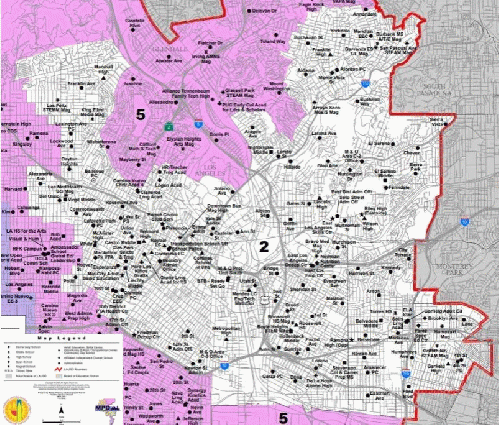 Map of Board District 2. To find your LAUSD Board District visit: https://lavote.gov/apps/precinctsmaps.