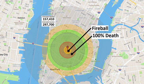 Figure 3: 15 Kiloton, atomic bomb, ground explosion, New York