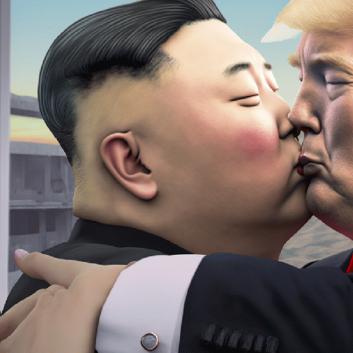 Donald Smith kissing Kim-Jong Un