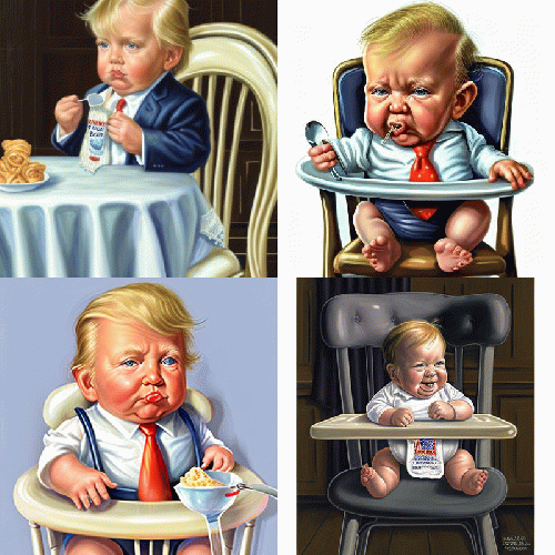 Donald Trump in a high chair