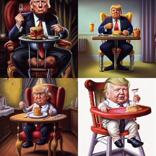 Donald Trump in a high chair