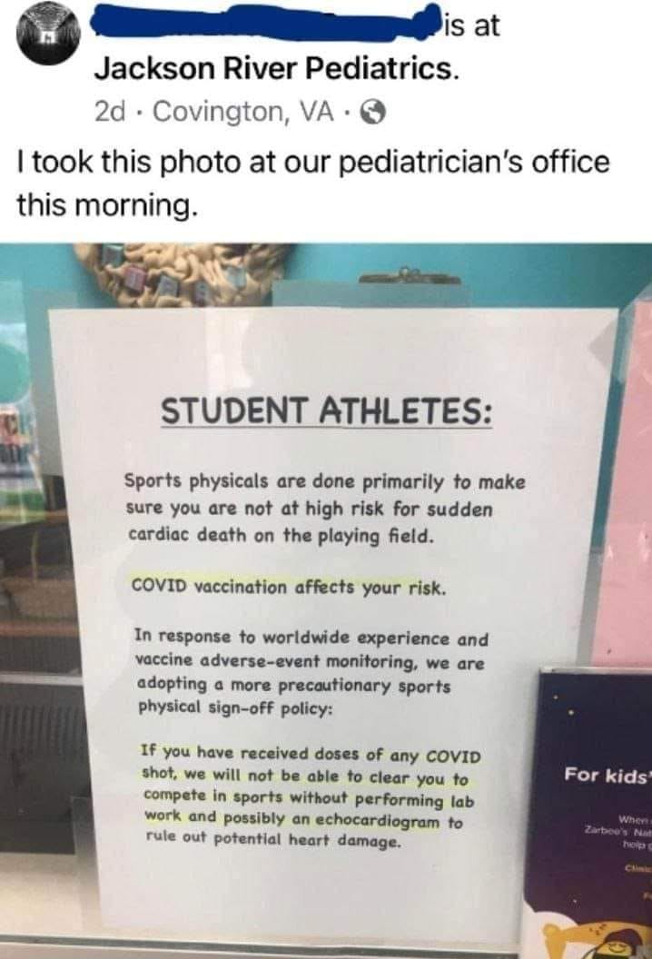 Posted in a pediatrician's office, likely Jan. 2023