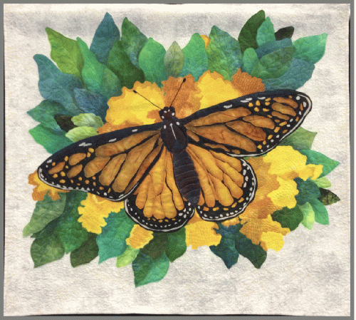 The Painted Butterfly by Rebecca Haley won Third place in Wall Quilt Competition, MAQF 2022.