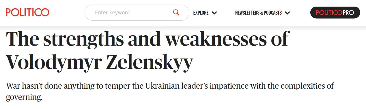 Strength Weakness Ukraine President Volodymyr Zelenskyy