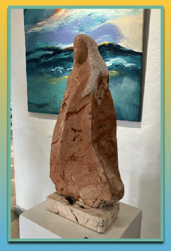 Madonna by Rien te Hennepe. (Stone.) and painting by  Bernadette Viererich.