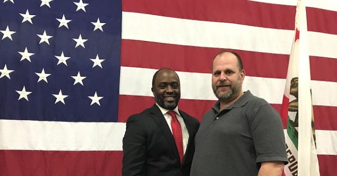 Celebrating with Tony Thurmond after his 2018 win