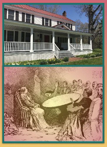 Eddy House (by Greg Guma) and vintage image of seance